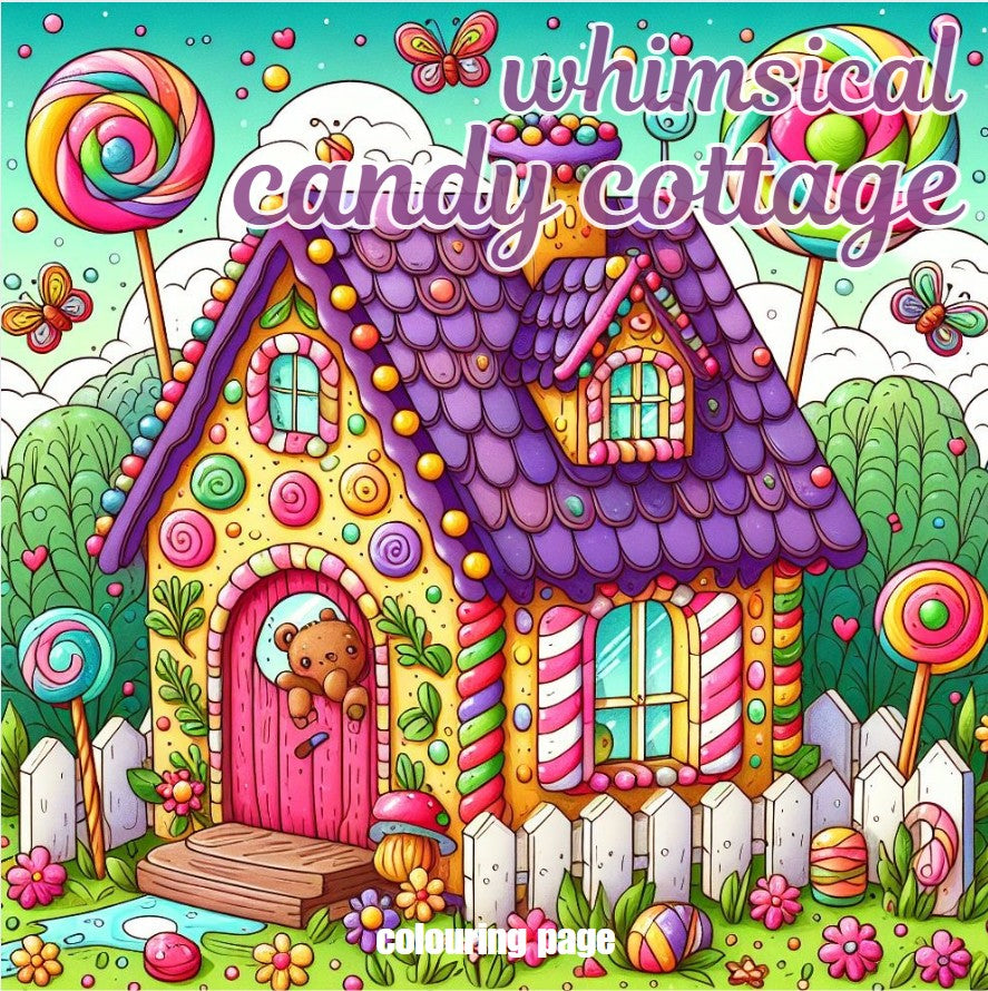 [DCB045] Colouring Page - Whimsical Candy Cottage