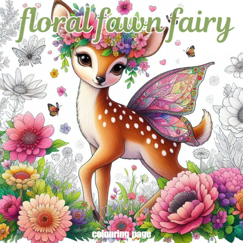 [DCB041] Colouring Page - Floral Fawn Fairy