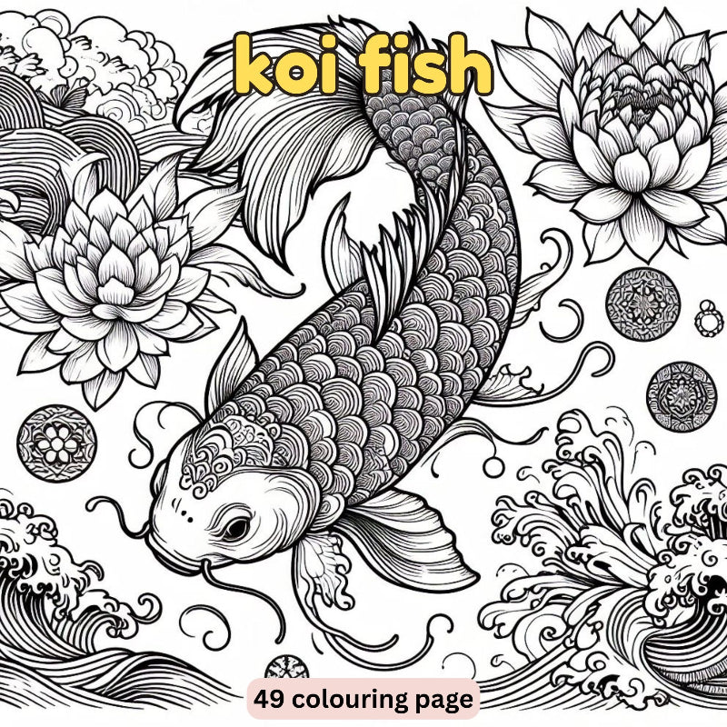 [DCB025] Colouring Page - Koi Fish