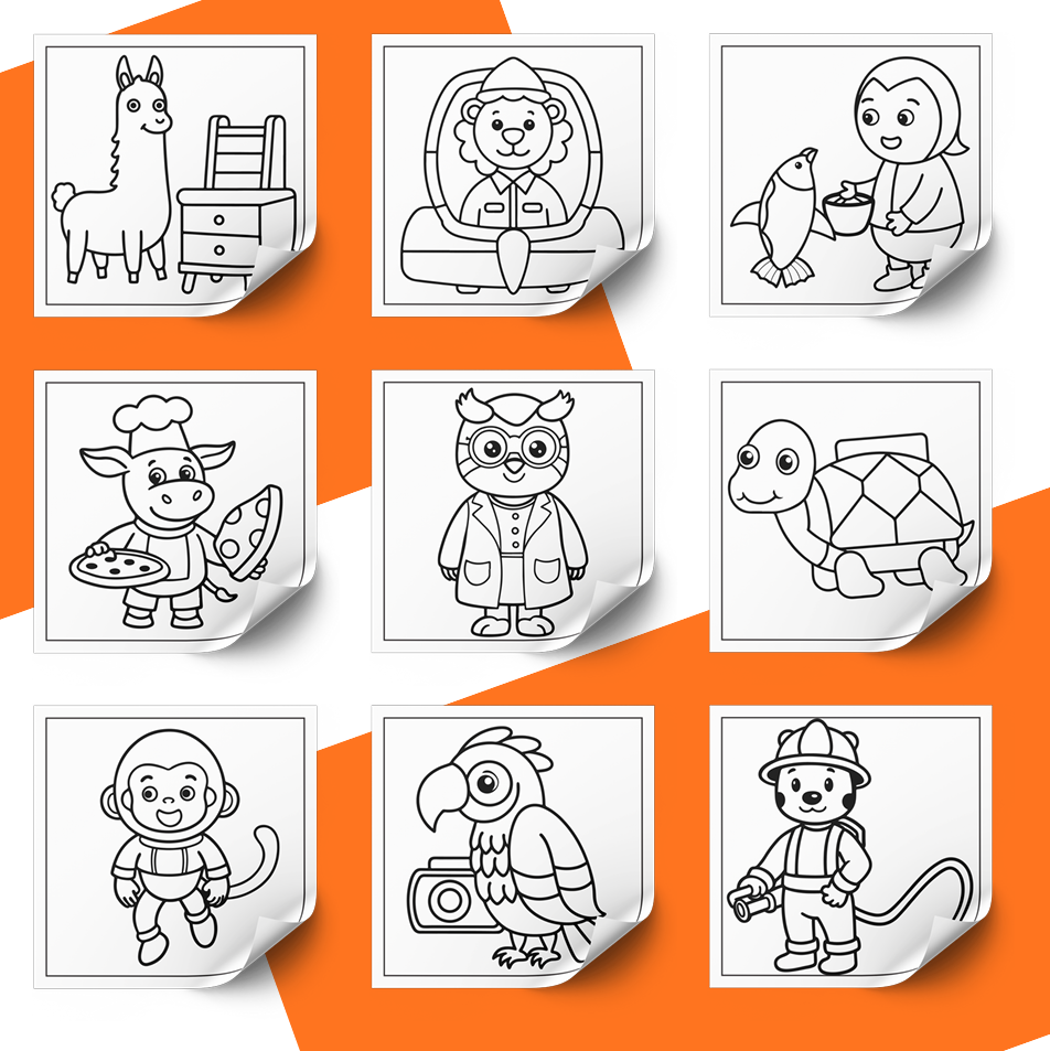 [DCB011] Colouring Page - Animal Jobs