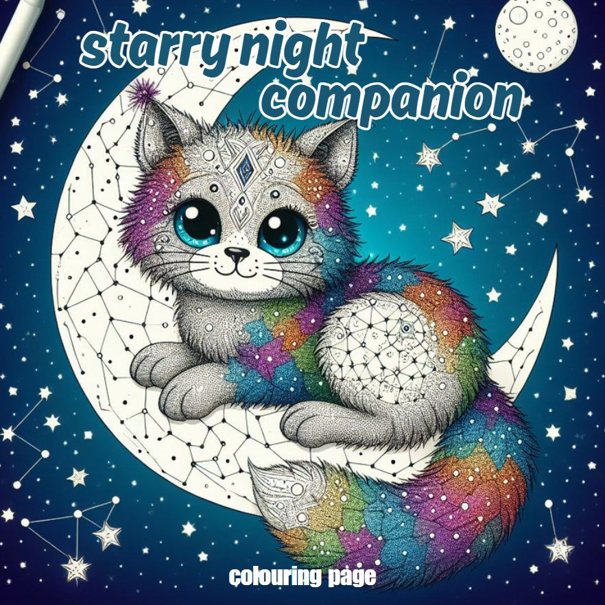 [DCB047] Colouring Page - Starry Night Companion