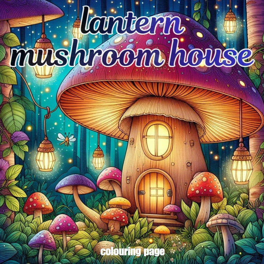 [DCB044] Colouring Page - Lantern Mushroom House