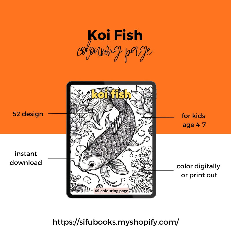 [DCB025] Colouring Page - Koi Fish