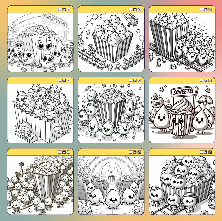 [DCB053] Colouring Page - Popcorn Pals
