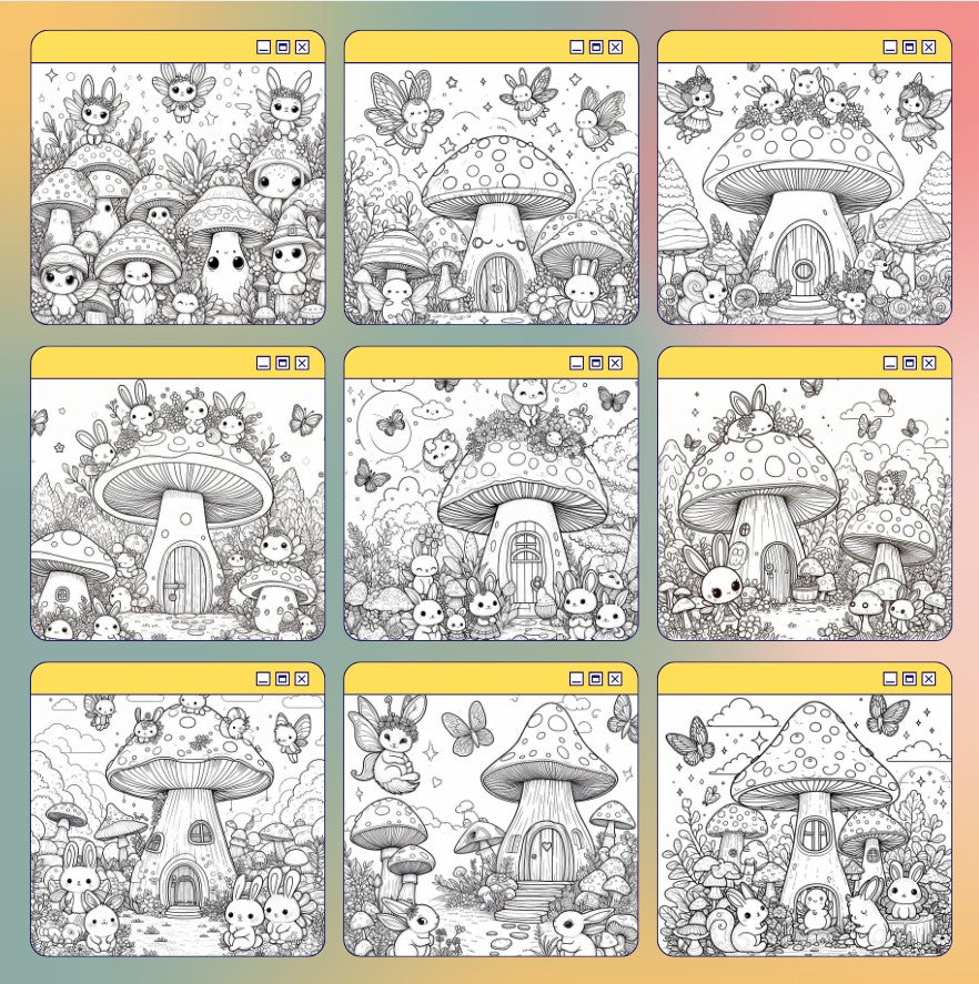 [DCB058] Colouring Page - Mushroom Meadows