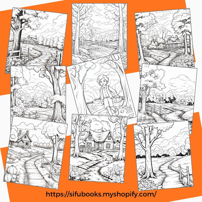 [DCB038] Colouring Page - Autumn Scenery