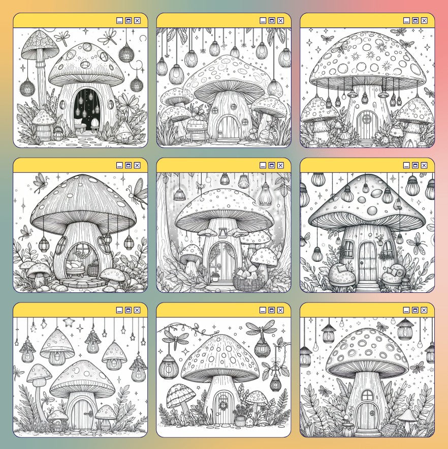[DCB044] Colouring Page - Lantern Mushroom House