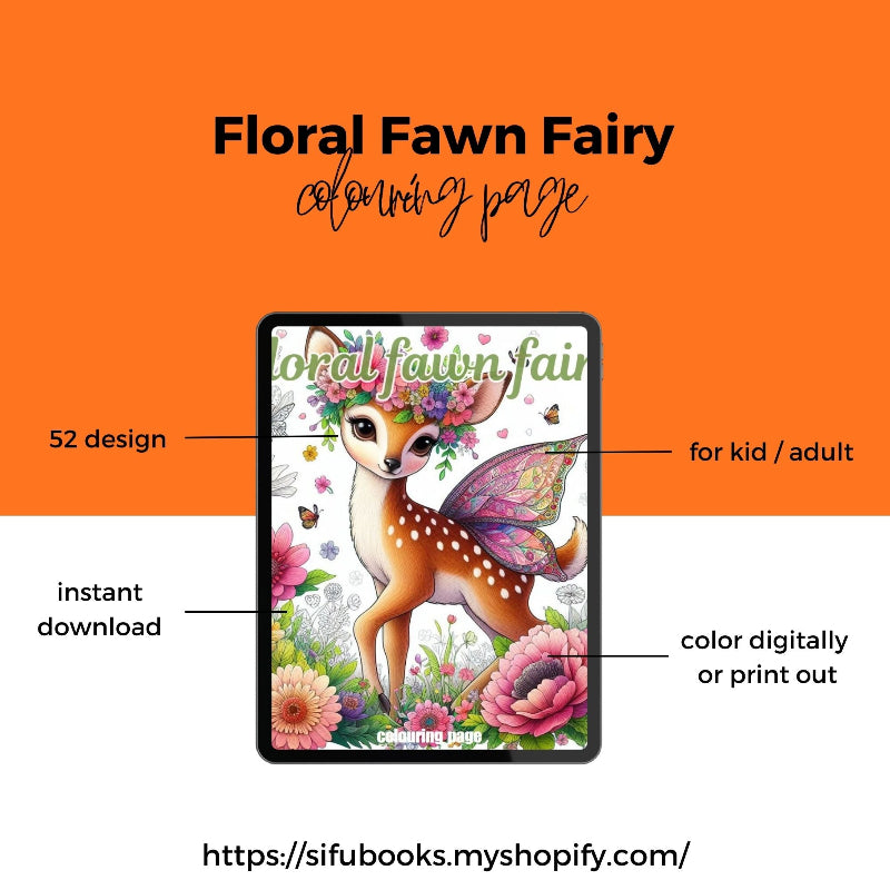 [DCB041] Colouring Page - Floral Fawn Fairy