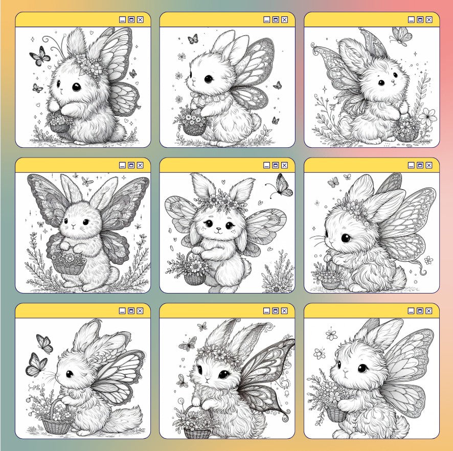 [DCB043] Colouring Page - Whimsical Winged Bunny