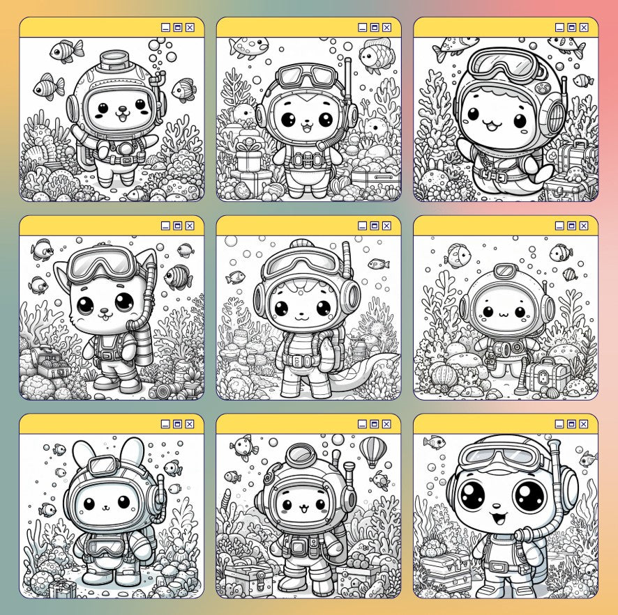 [DCB048] Colouring Page - Underwater Explorer
