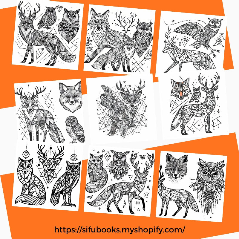 [DCB023] Colouring Page - Geometric Wildlife