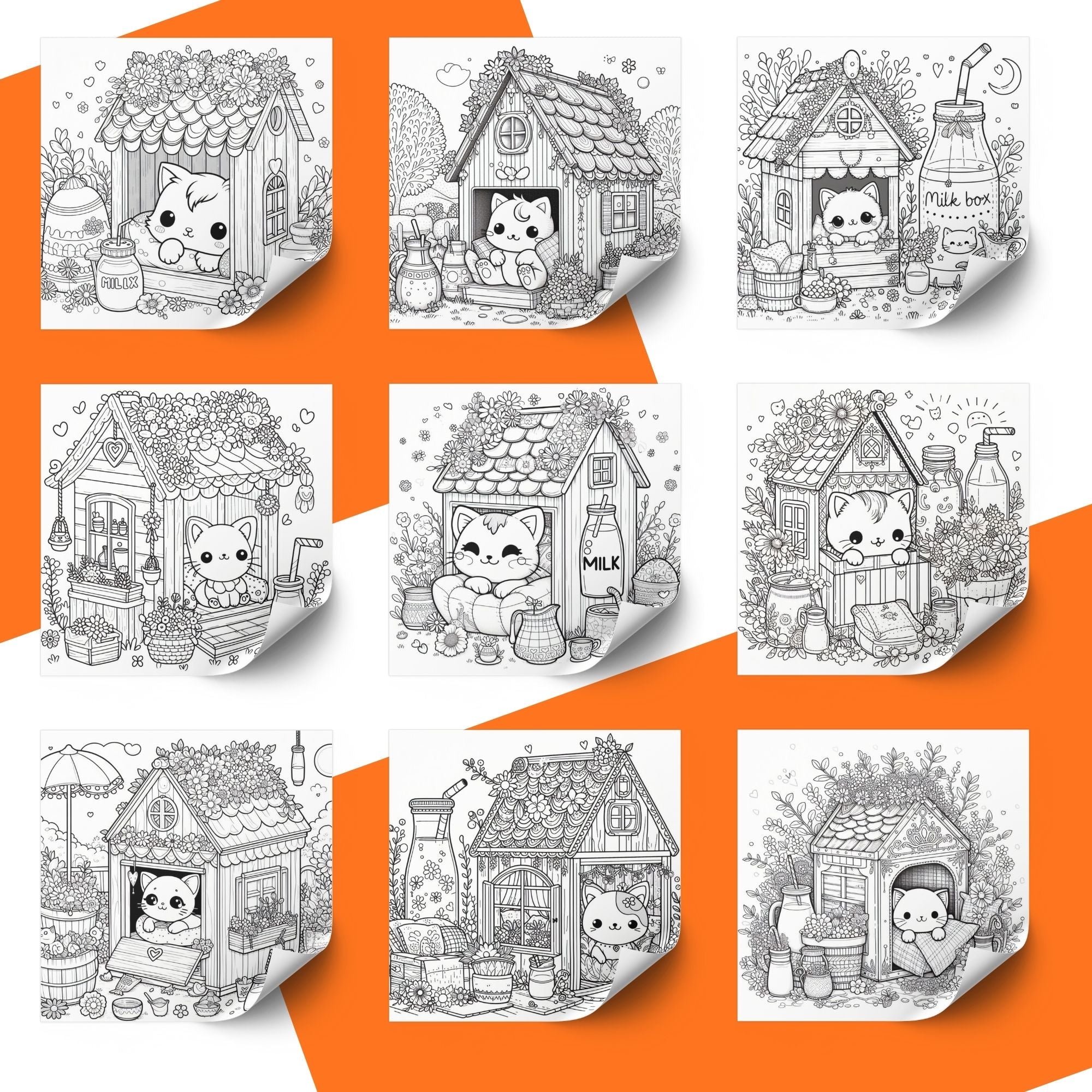 [DCB061] Colouring Page - Kitty Cottage