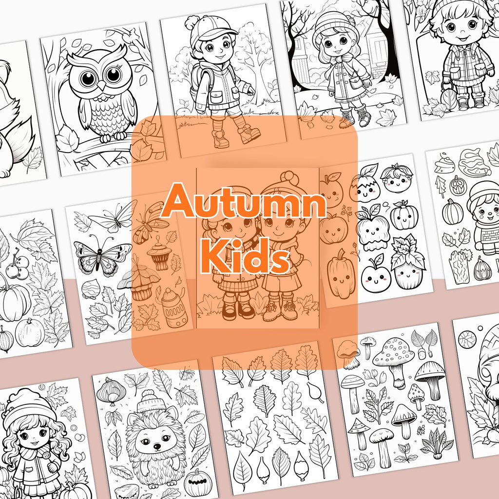 [DCB029] Colouring Page - Autumn Kids