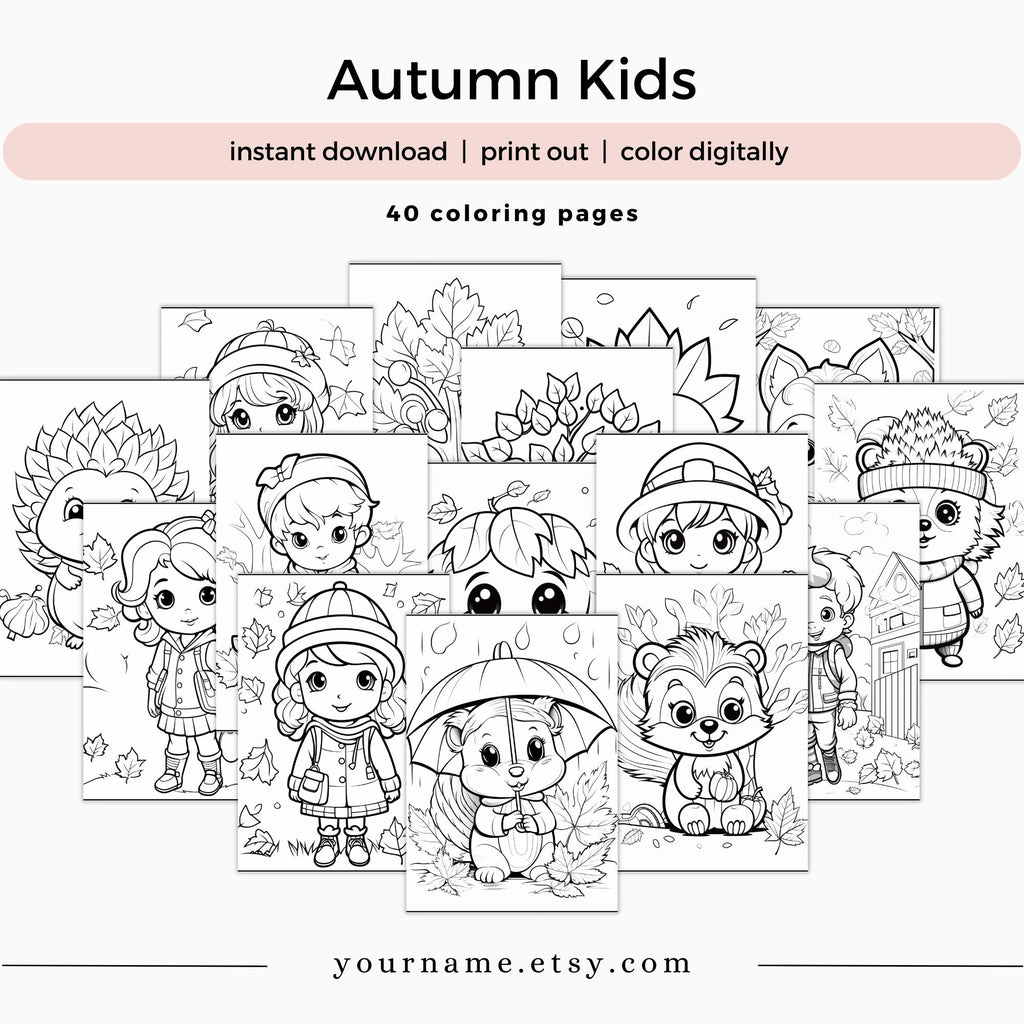 [DCB029] Colouring Page - Autumn Kids