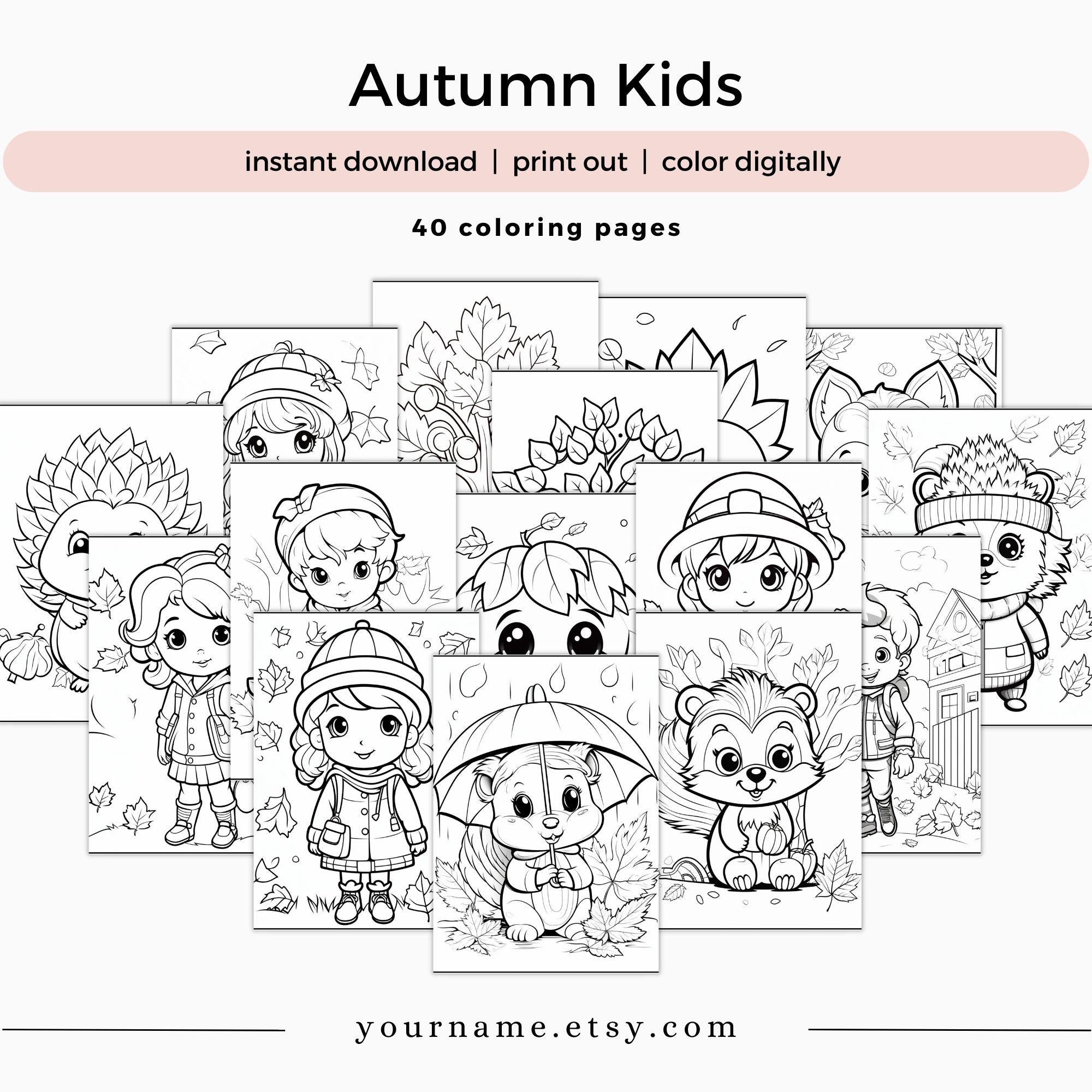 [DCB029] Colouring Page - Autumn Kids