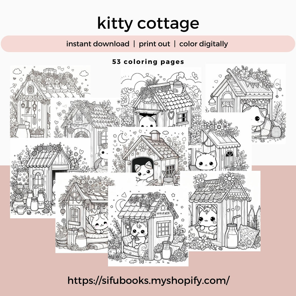 [DCB061] Colouring Page - Kitty Cottage