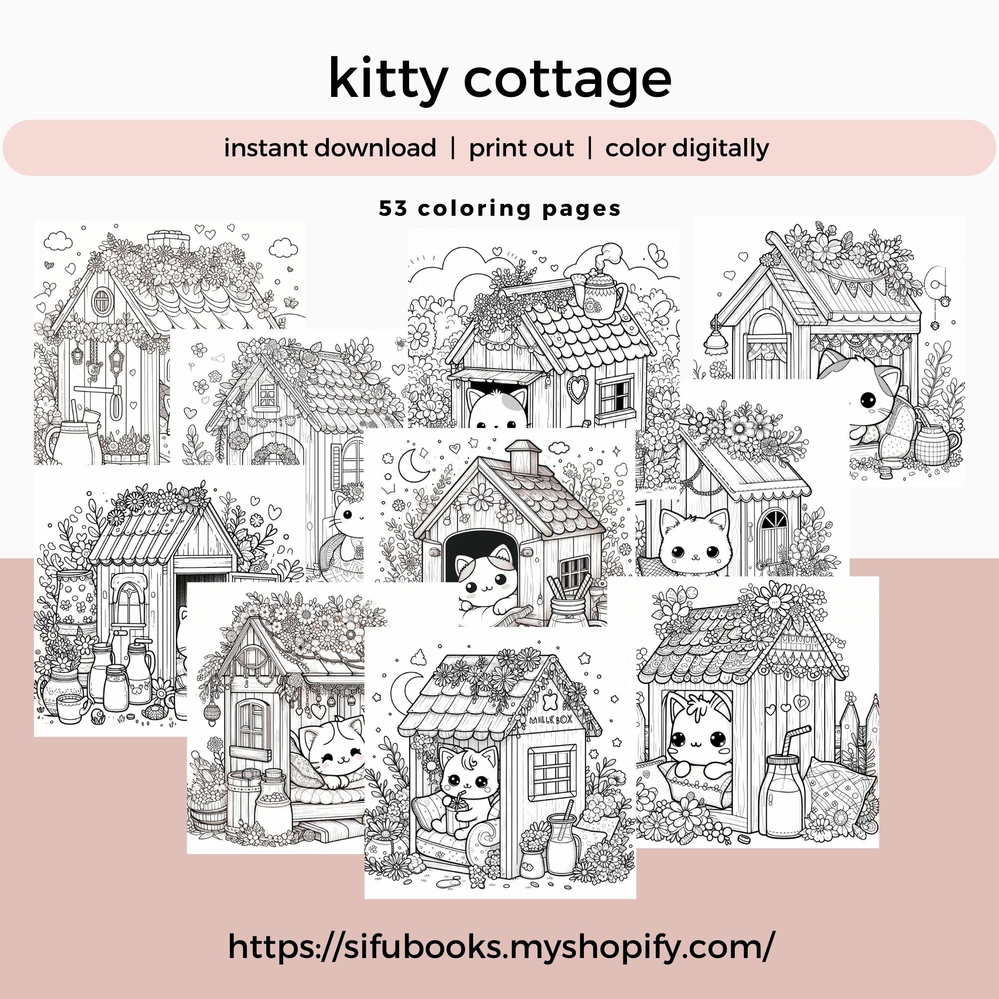 [DCB061] Colouring Page - Kitty Cottage