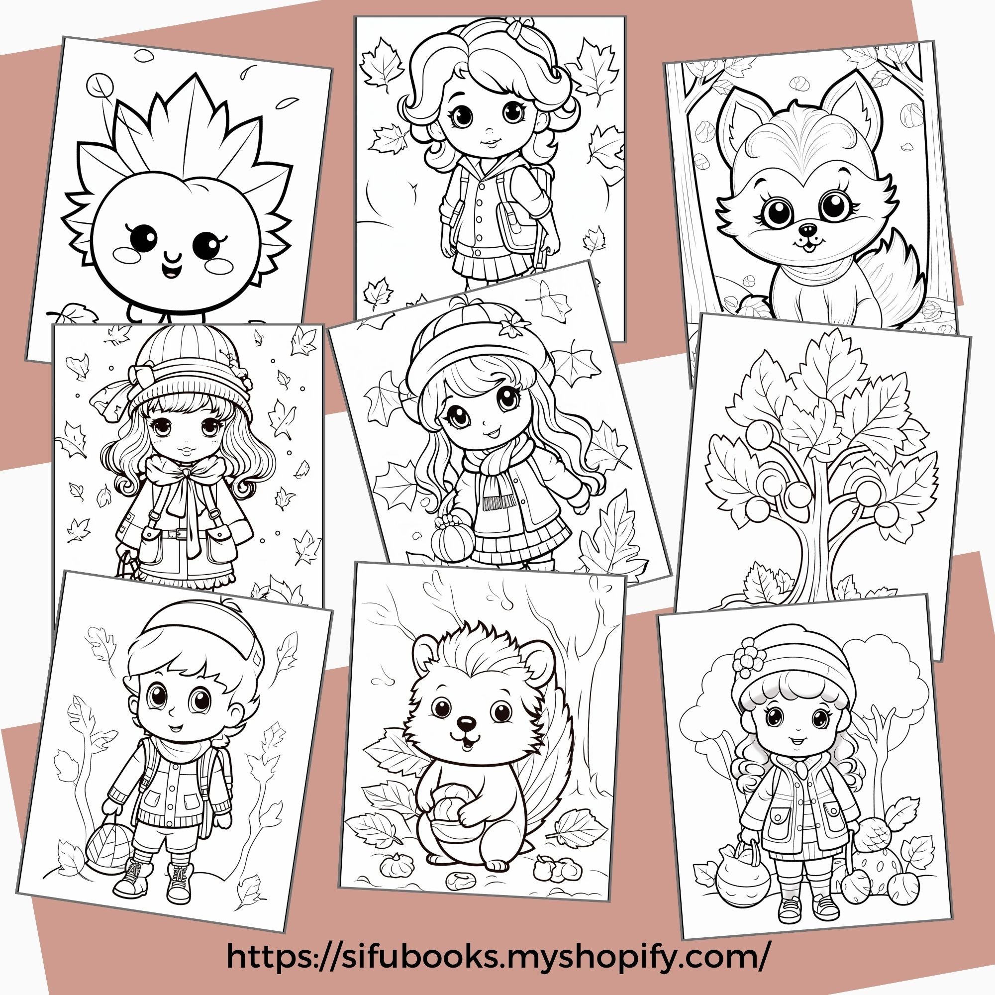 [DCB029] Colouring Page - Autumn Kids