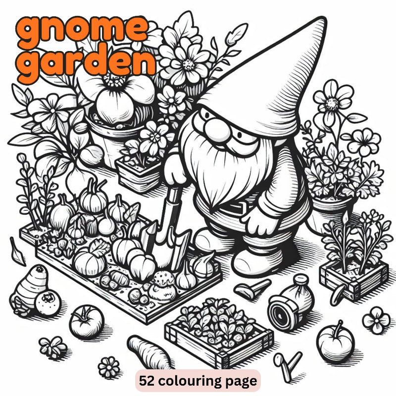 [DCB022] Colouring Page - Gnome Garden